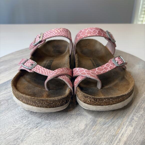 Birkenstock Women's Mayari Pink Metallic Snake Print Leather Sandals Size 6 - Picture 5 of 9